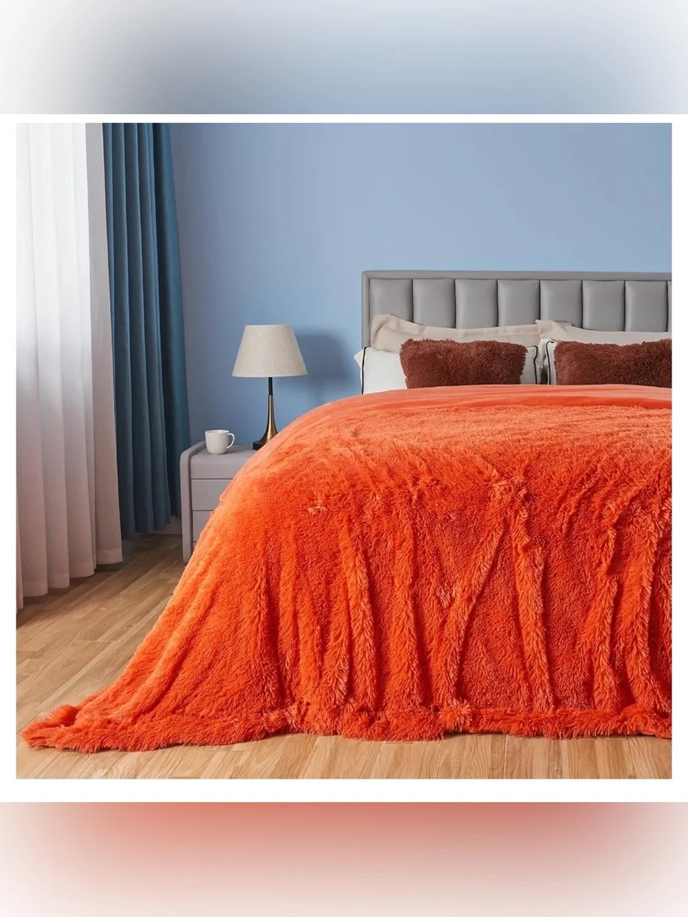 Fuzzy Faux Fur Tangerine Queen Blanket